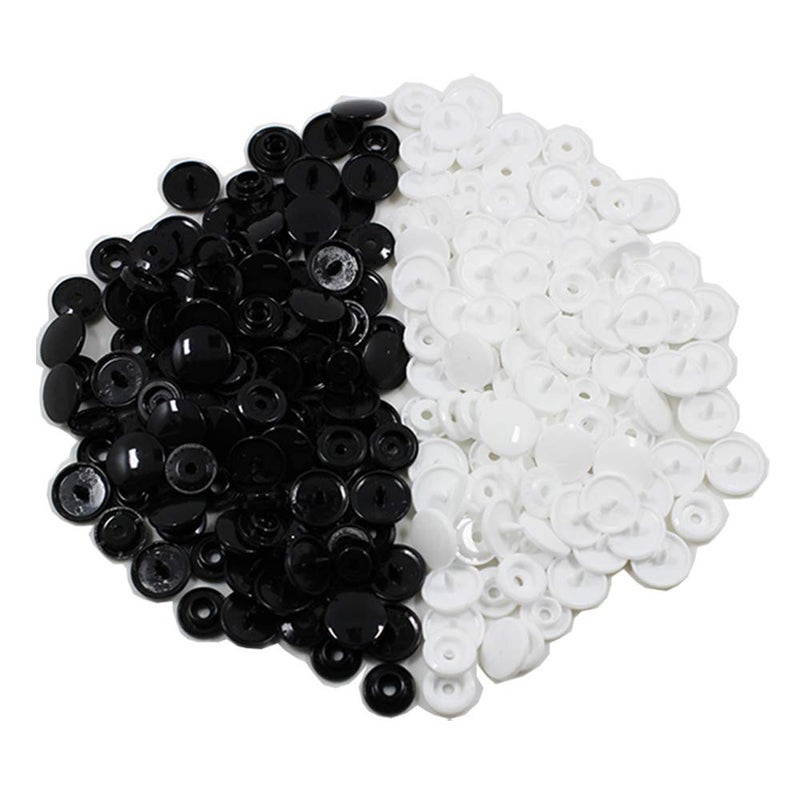 BetterJonny 400 Sets Snaps KAM, BetterJonny White & Black Size 20 (1/2 inch) T5 Resin Plastic Sewing Fasteners Punch Poppers Snaps for Cloth Crafts Towels Mama Pads - Image 1